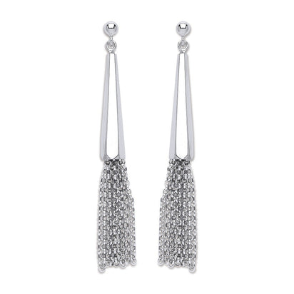 Silver Drop with Tassel Earrings