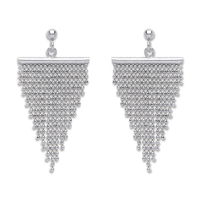 Silver Curtain Graduated Tassel Earrings