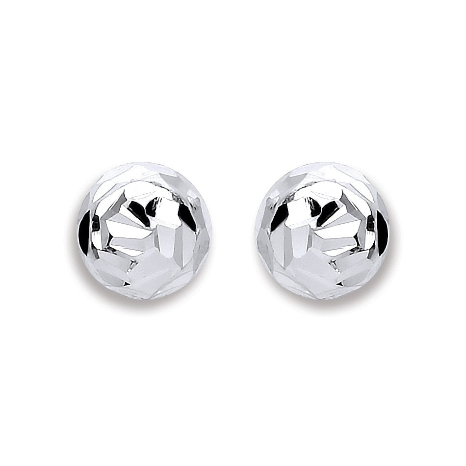 Silver 6mm Disco Half Ball Earrings