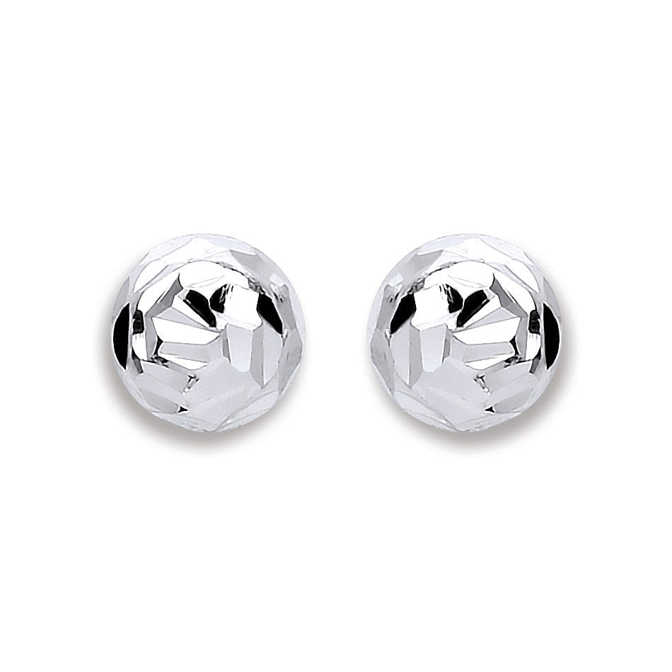 Silver 6mm Disco Half Ball Earrings