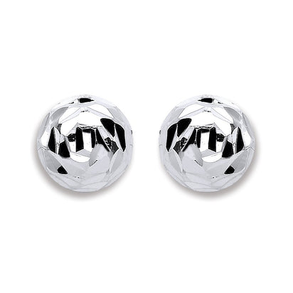 Silver 8mm Disco Half Ball Earrings