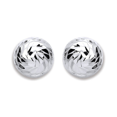Silver 10mm Disco Half Ball Earrings