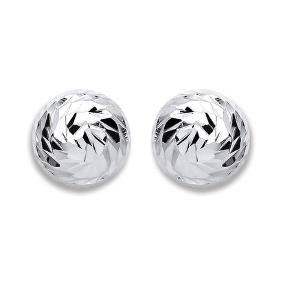 Silver 10mm Disco Half Ball Earrings