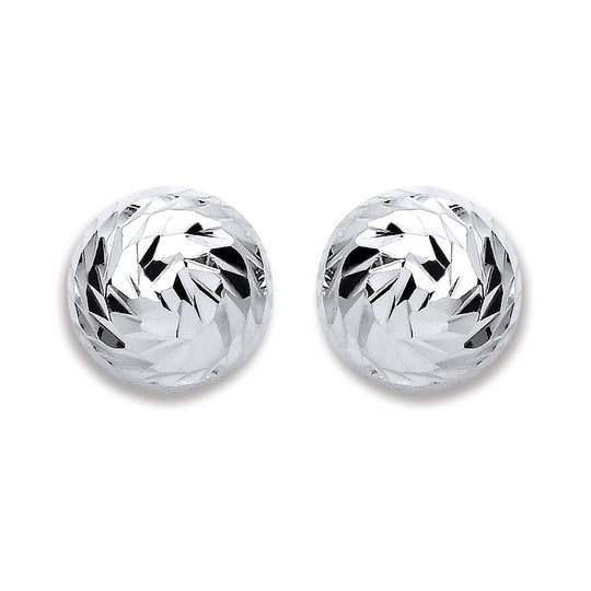 Silver 10mm Disco Half Ball Earrings