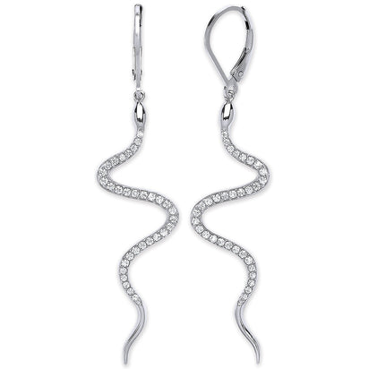 Silver Cz Snake Hinged Earrings