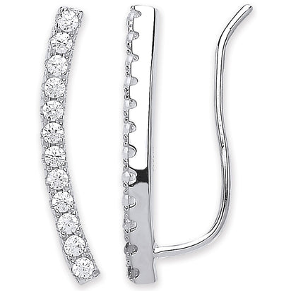 Silver Arc-shaped Ear Hook Cz Ear Clip Earrings
