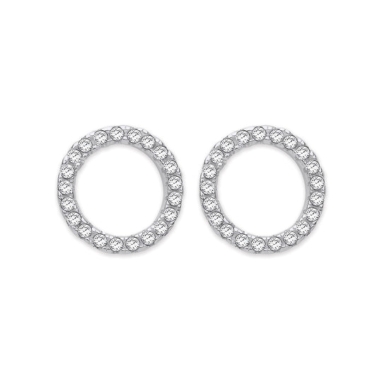Silver Cz Circle of Life Stud Earrings