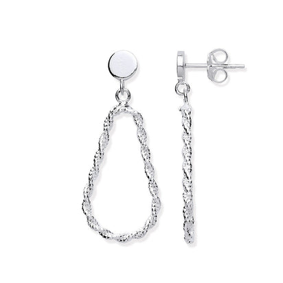 Silver Twisted Link Drop Earrings