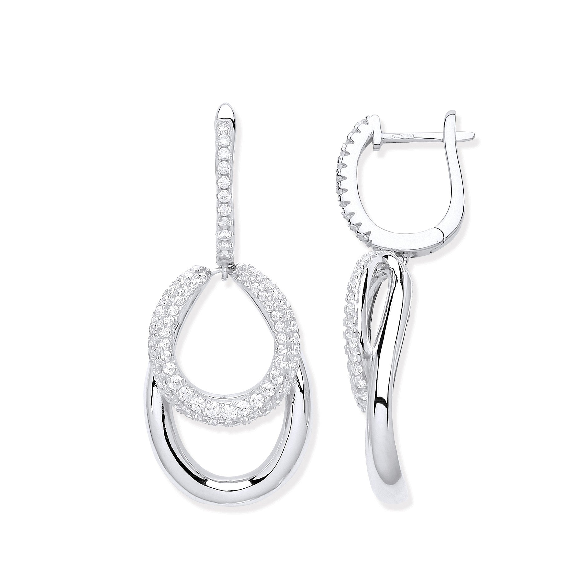 New Fashion Oval Drop Silver Cz Earrings