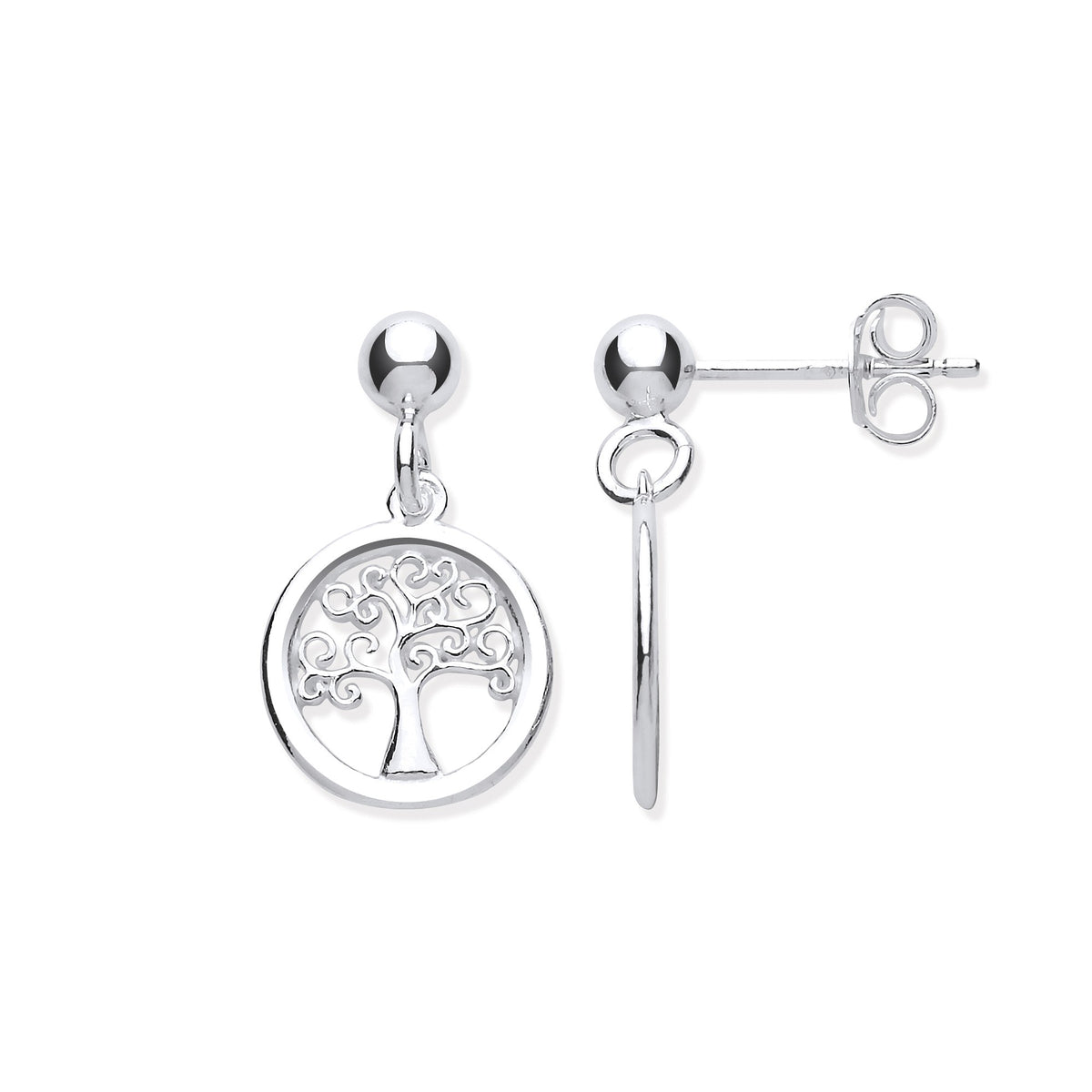 Silver Tree of Life Drop Earrings