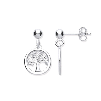 Silver Tree of Life Drop Earrings