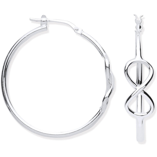 Silver Infinity  34mm Hoop Earrings