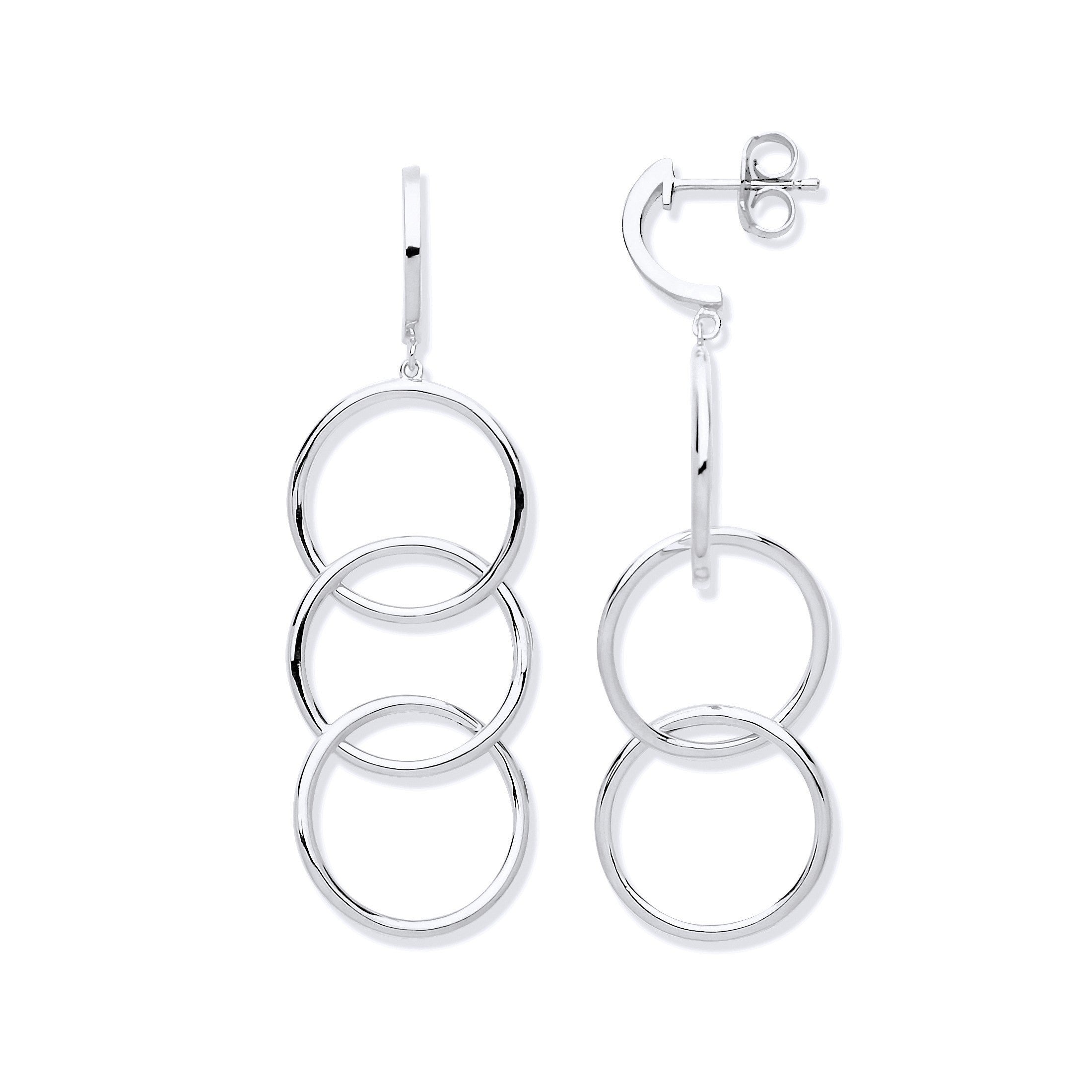 Silver Circles Drop Earrings