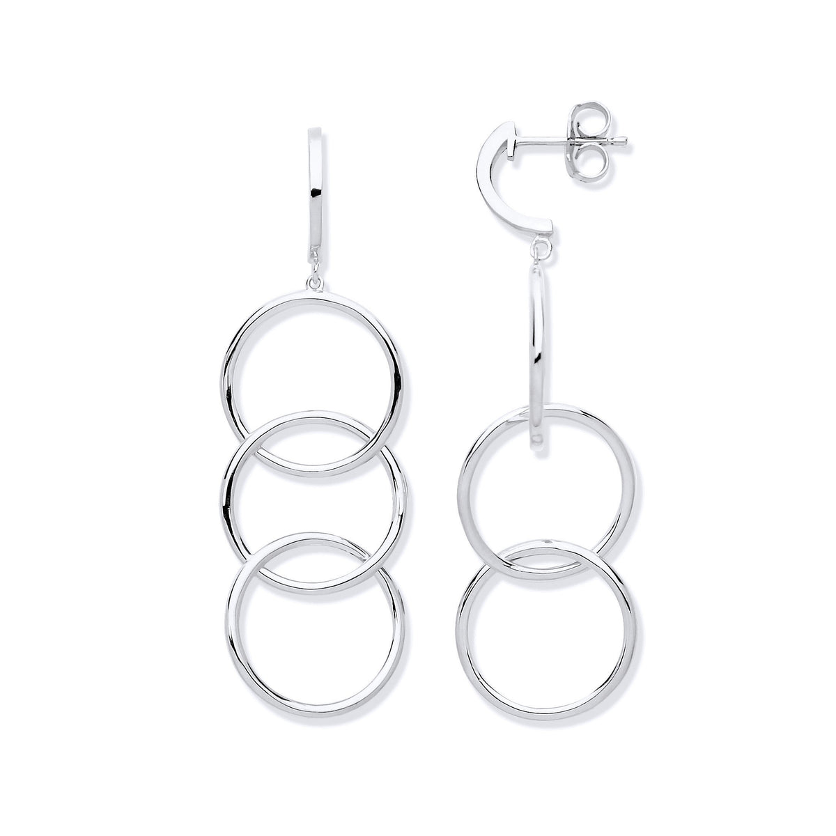 Silver Circles Drop Earrings