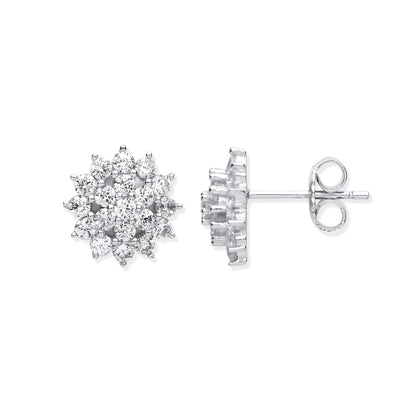 Silver Traditional CZ Cluster Studs