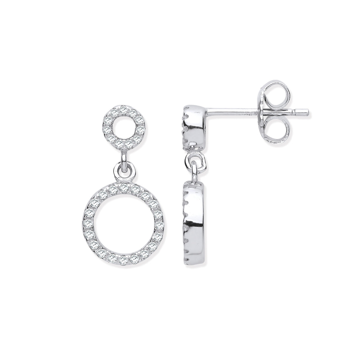 Silver CZ Circle of Life Drop Earrings
