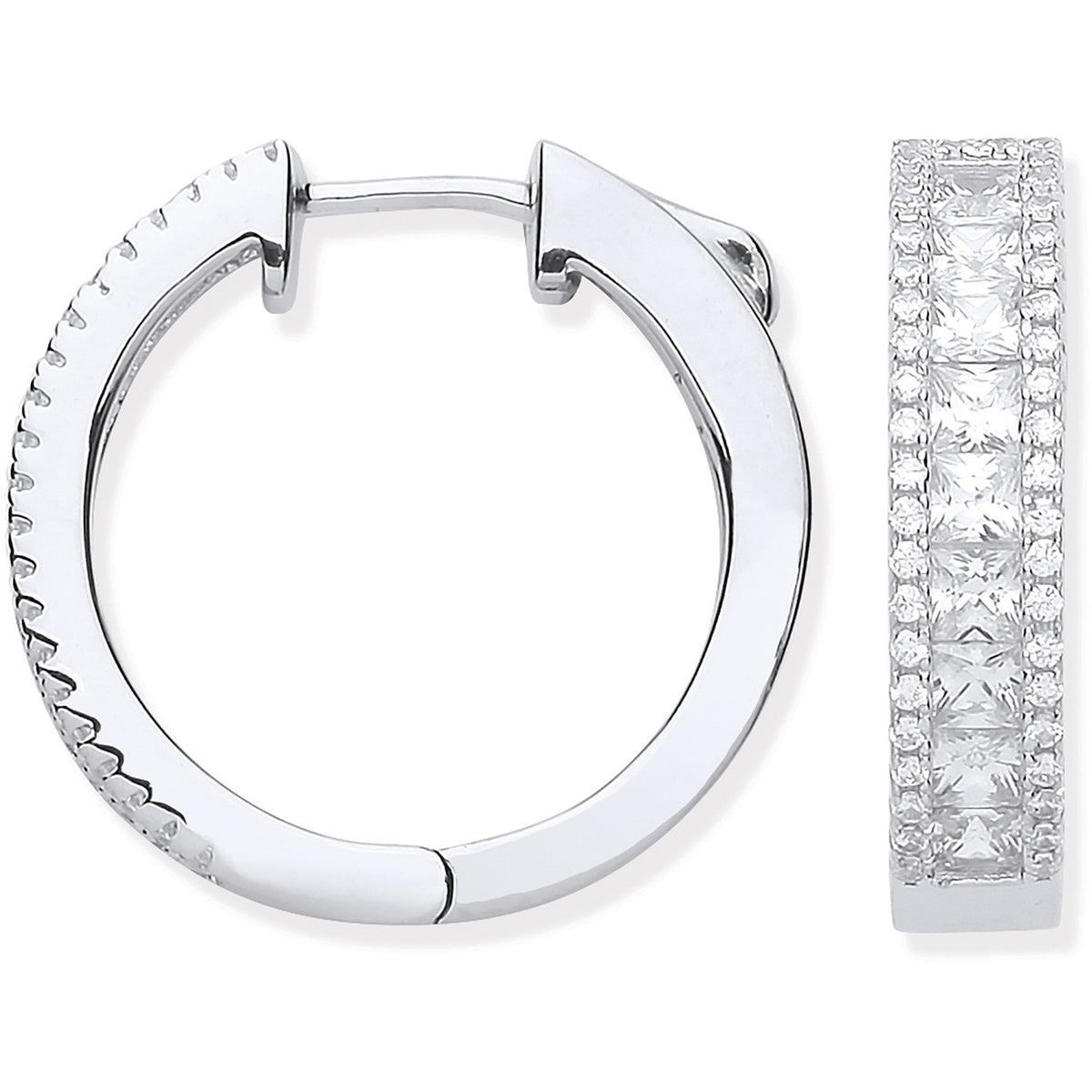 Silver Princess &amp; Round Cz 20mm Huggies