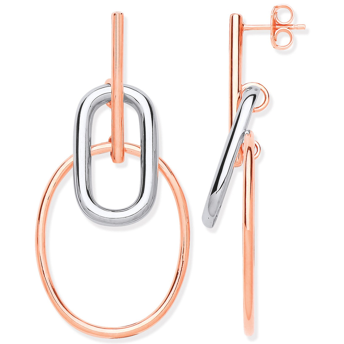 Silver RG Plated Fancy Links Drop Earrings