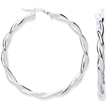 Silver Twist Hoop 40mm Earrings