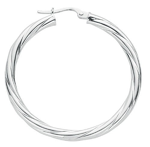 Silver Twisted Hoop Earrings
