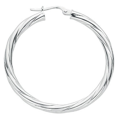 Silver Twisted Hoop Earrings