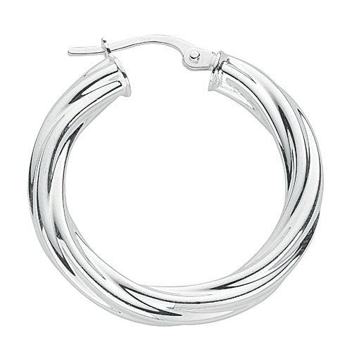 Silver Twisted Hoop Earrings
