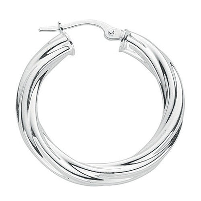 Silver Twisted Hoop Earrings