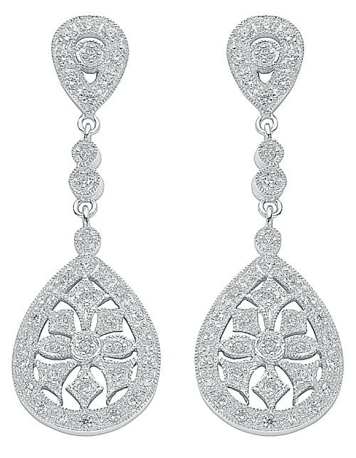 Silver Chandelier Cz Drop Earrings