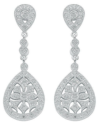 Silver Chandelier Cz Drop Earrings