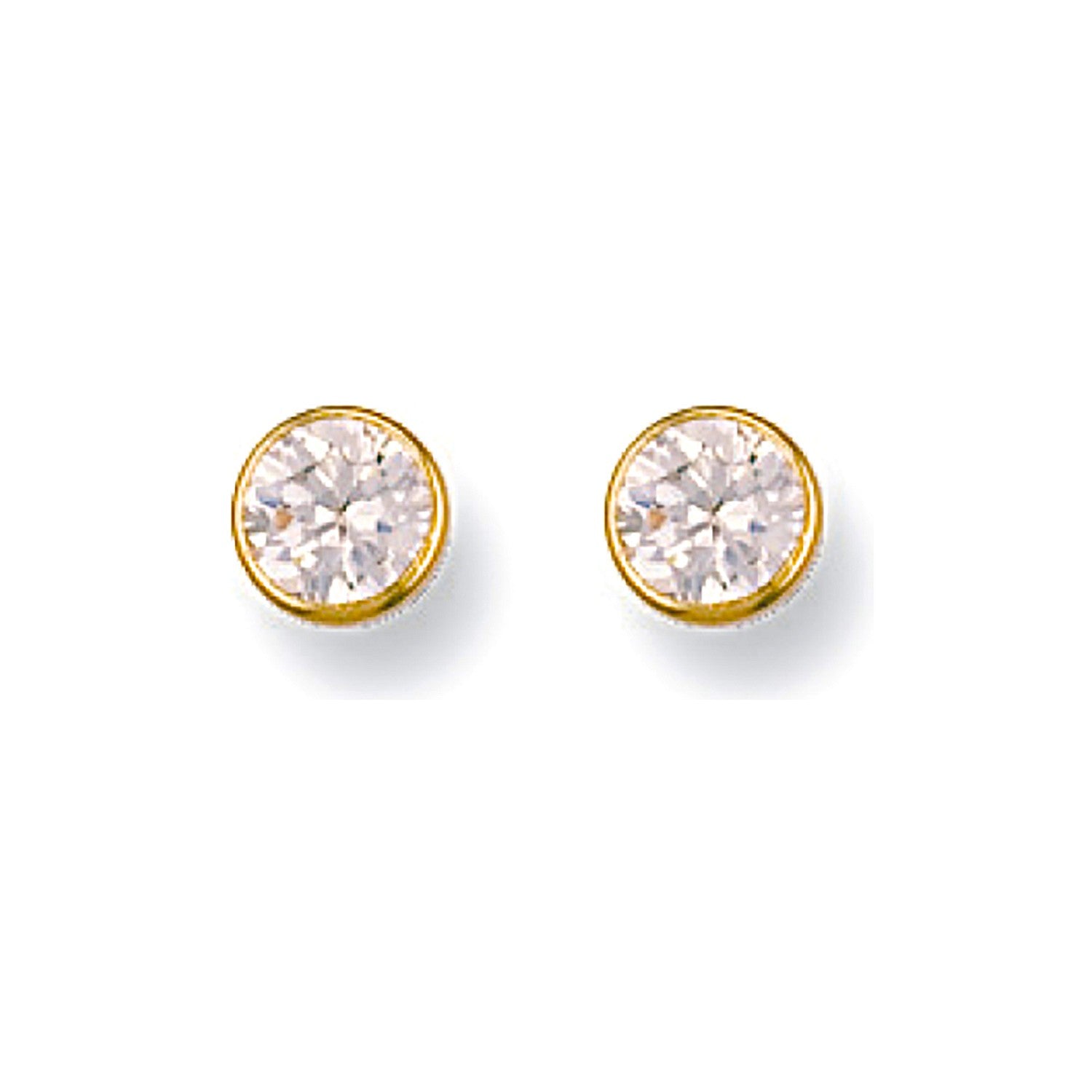 9ct Yellow Gold 5mm Rubover Set Cz Studs