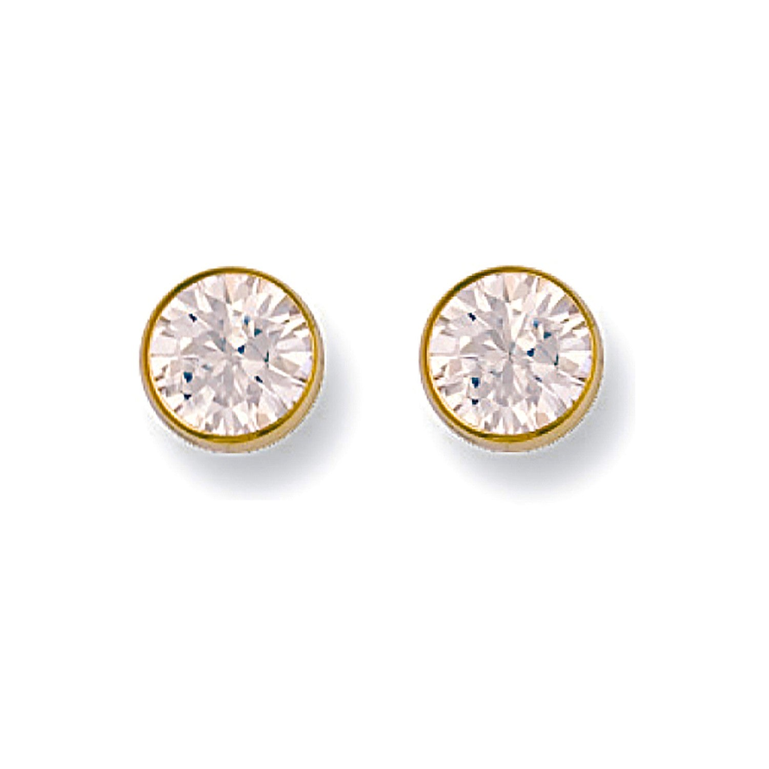 9ct Yellow Gold 7mm Rubover Set Cz Studs