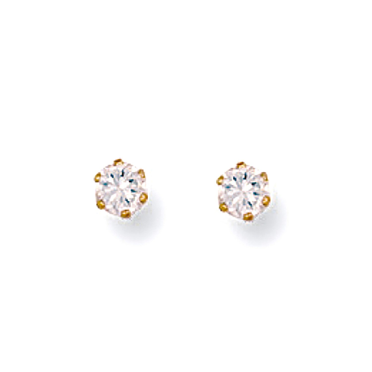 9ct Yellow Gold 3mm Claw Set Cz Studs