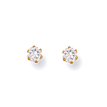 9ct Yellow Gold 3mm Claw Set Cz Studs