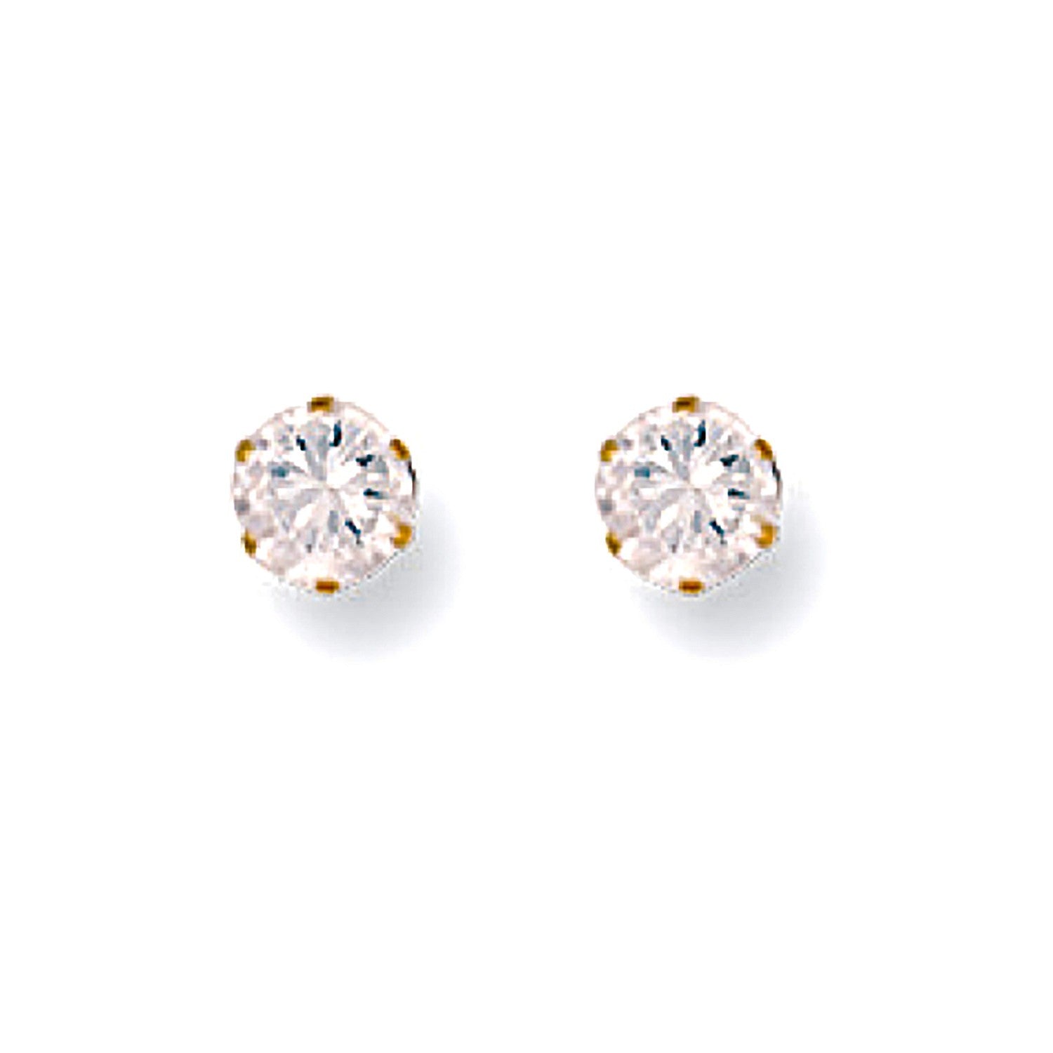9ct Yellow Gold 4mm Claw Set Cz Studs