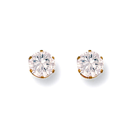 9ct Yellow Gold 5mm Claw Set Cz Studs