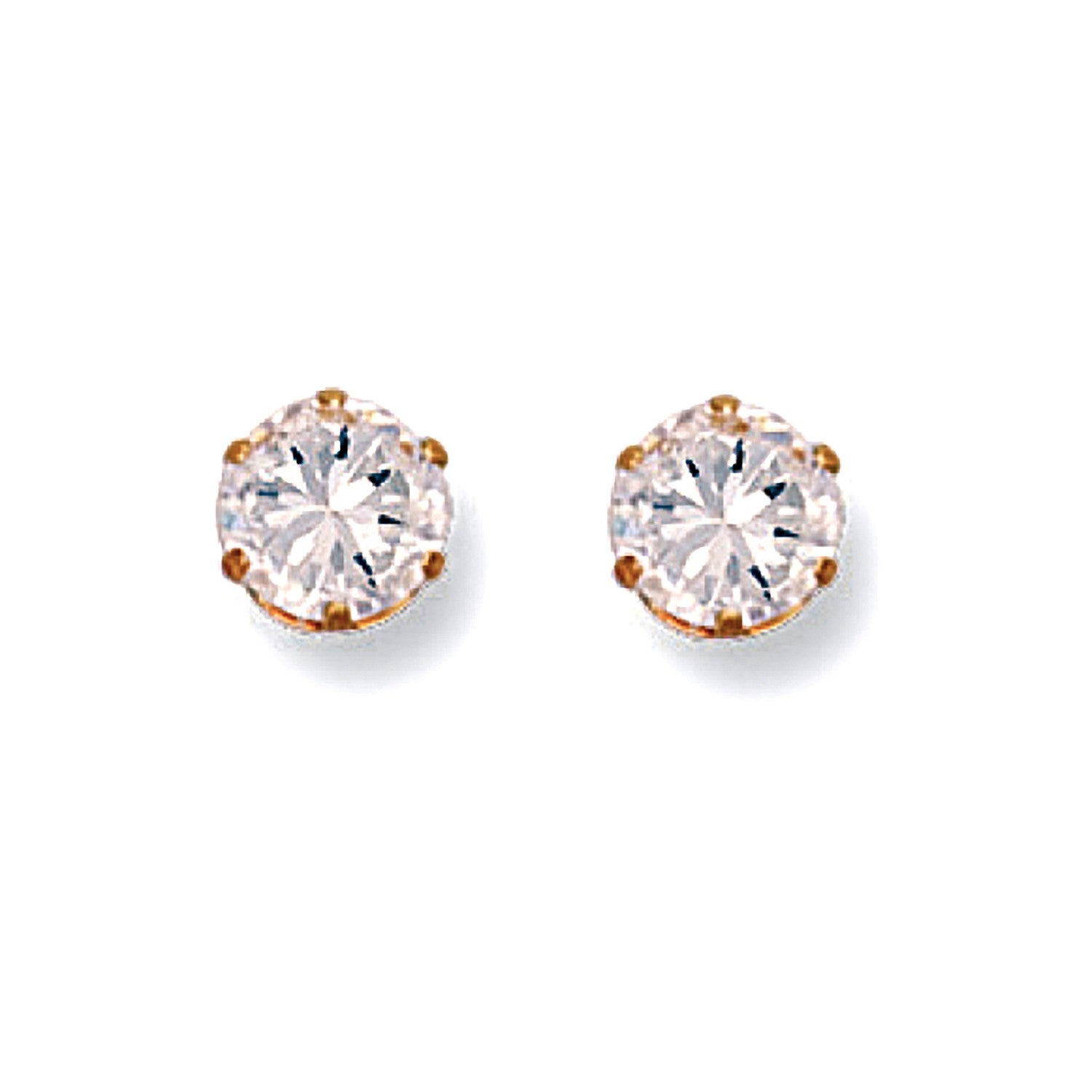 9ct Yellow Gold 6mm Claw Set Cz Studs