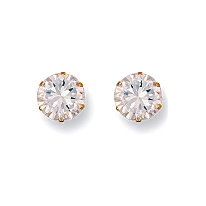 9ct Yellow Gold 7mm Claw Set Cz Studs