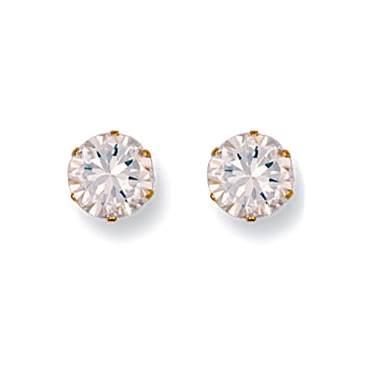 9ct Yellow Gold 7mm Claw Set Cz Studs