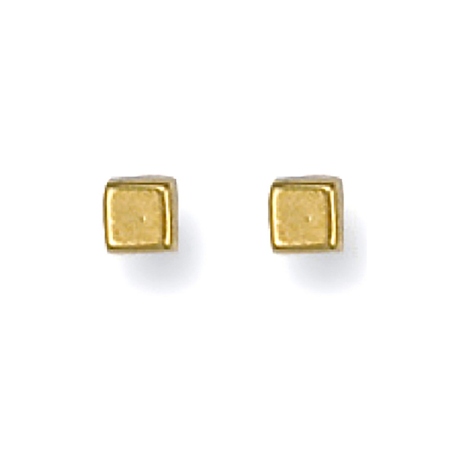 Yellow Gold 4mm Square Cube Studs