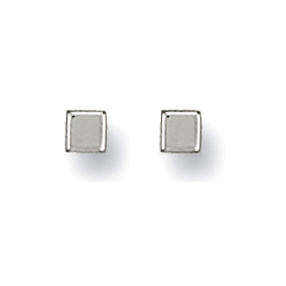 White Gold 4mm Square Cube Studs