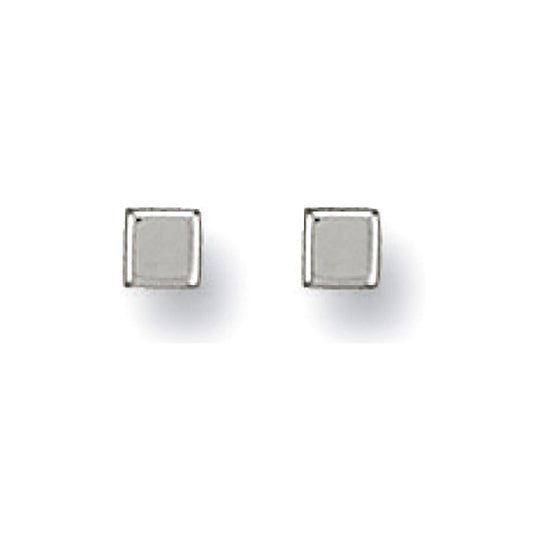 White Gold 4mm Square Cube Studs