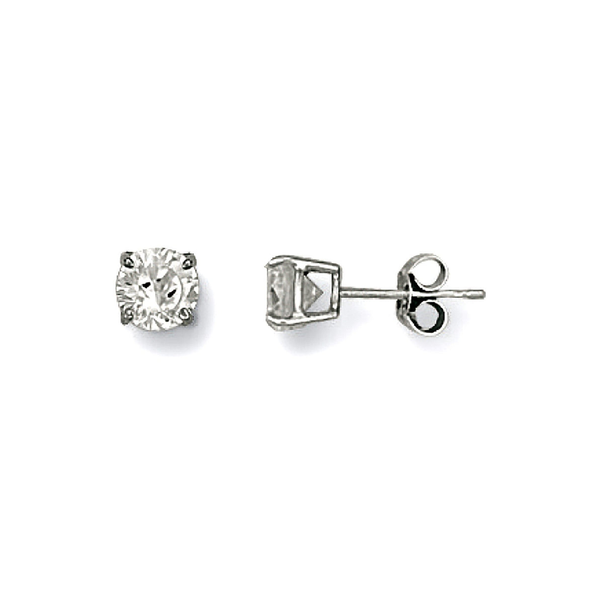 White Gold 6mm Claw Set Cz Studs
