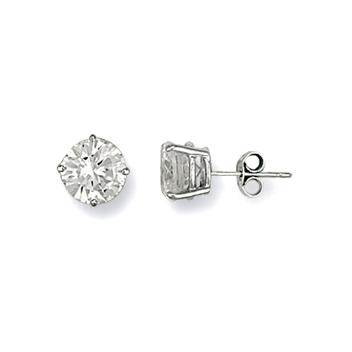 White Gold 8mm Claw Set Cz Studs