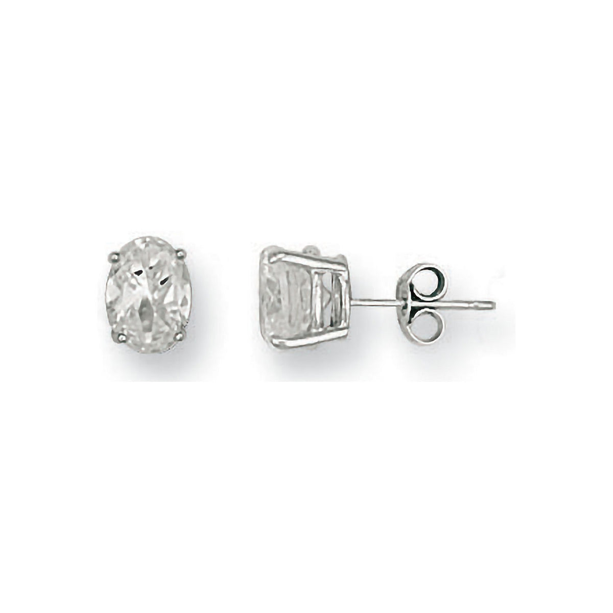 White Gold Claw Set Oval Cz Studs