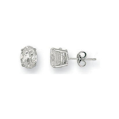White Gold Claw Set Oval Cz Studs