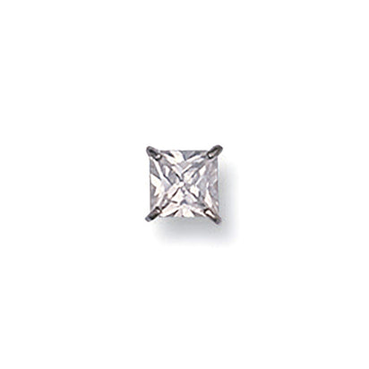 White Gold Gents Claw Set Princess Cut 5mm CZ MAN Stud