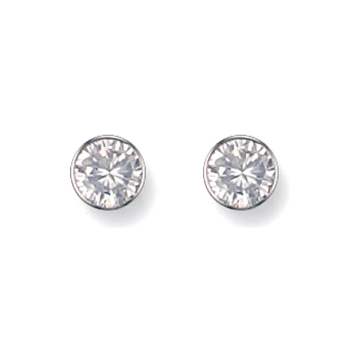 White Gold 6mm Rubover Set Cz Studs