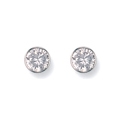 White Gold 6mm Rubover Set Cz Studs
