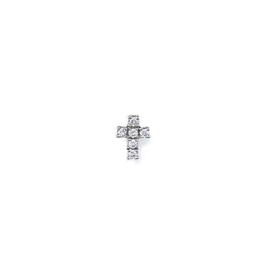 White Gold Gents Cz Cross Nose Stud