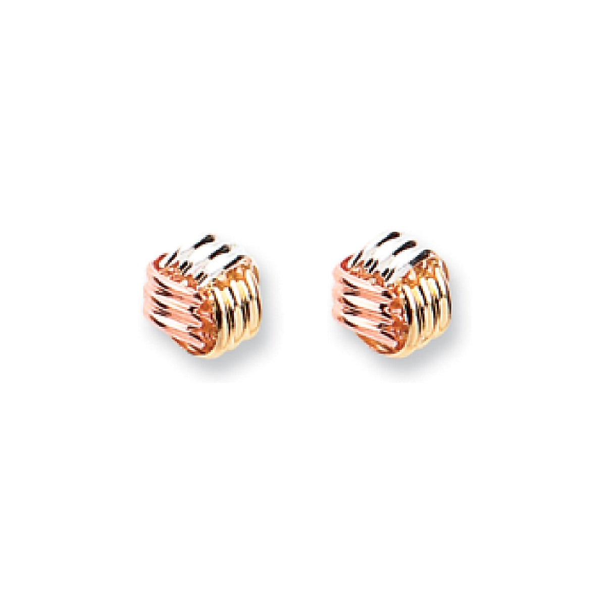 9ct Yellow Gold White Gold &amp; Rose Gold Fancy Knot Studs